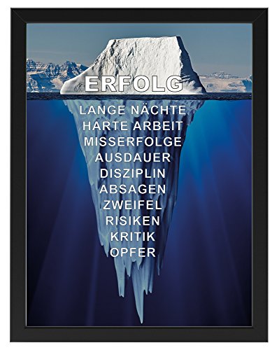 PICSonPAPER Motivations-Poster 30 cm x 40 cm, Eisberg des Erfolgs mit schwarzem Bilderrahmen, Poster mit Rahmen (30 cm x 40 cm) von PICSonPAPER