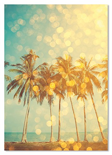 Poster Palm Trees ON Tropical Beach, ungerahmt DIN A4, Dekoration, Kunstdruck, Wandbild, Fineartprint (Palmen, DIN A4) von PICSonPAPER