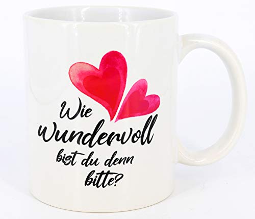 Tasse mit Spruch Wie wundervoll bist du denn?, Geschenk, Kaffeetasse, Keramiktasse, Tasse mit Spruch, Freunde, Freundschaftstasse von Deqosy