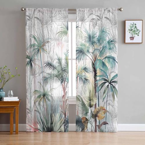Durchsichtige Vorhänge, 213 cm lang, 2 Paneele, für Wohnzimmer/Schlafzimmer, halbtransparente Vorhänge, Stangentasche, Fenstervorhänge, 132 x 213 x 5 cm, Sommer, tropische Kokospflanze, modernes Weiß Durchsichtige Vorhänge, 213 cm lang, 2 Paneele, für Wohnzimmer/Schlafzimmer, halbtransparente Vorhänge, Stangentasche, Fenstervorhänge, 132 x 213 x 5 cm, Sommer, tropische Kokospflanze, modernes Weiß von PIEPLE