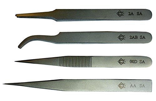 PIERGIACOMI 4- Stück Profi Pinzetten-Set, Inhalt 2A-SA, 2AB-SA, 00D-SA, AA-SA, KIT4-2T von PIERGIACOMI
