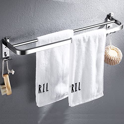 Handtuchhalter Badezimmer, Handtuchhalter Ohne Bohren, Handtuchstange mit Zwei Handtuchhaltern und Hakendesign,Edelstahl Handtuchhalter von PIGPIGFLY