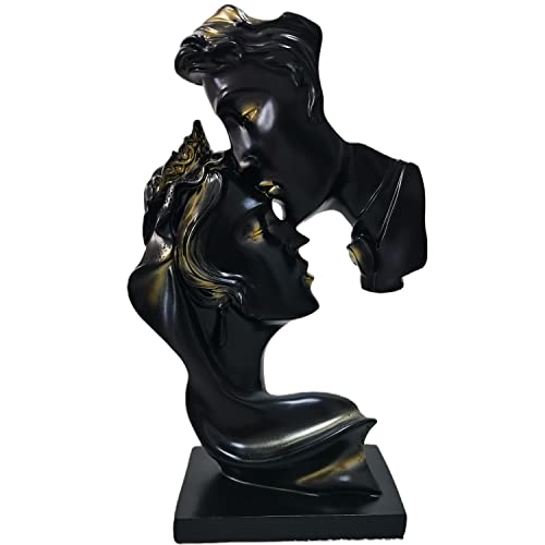 PIGPIGFLY Liebeskuss Statue,Abstrakte Skulptur,Deko Figuren, Deko Wohnzimmer Modern Zum Hinstellen, Abstrakte Skulptur Polyresin, Geschenkidee（Schwarz） von PIGPIGFLY