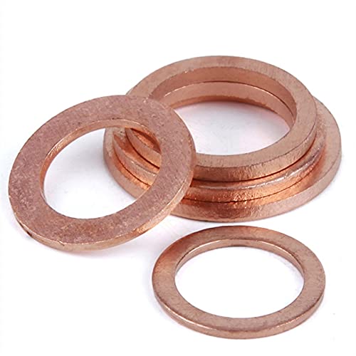 Unterlegscheibe, flache for Schrauben, Boot, Rotguss, Kupfer, Quetschdichtungsscheibe, flacher Dichtungsring, Korrosionsbeständigkeit (Größe: M22x30x1p5(M13x19x1p5 10pcs) von PIGYMMLFX