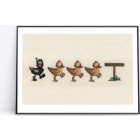 Vintage Enten Stickerei Kunstdruck - Lustige Bestickt Home Decor Poster von PIGraphics