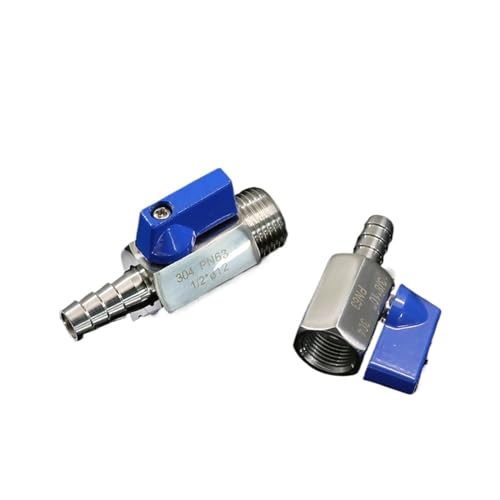 1 Stück 304 Edelstahl 1/8 1/4 3/8 1/2 BSP x 7/8/10/12 mm Schlauchtülle, Mini-Sanitär-Kugelhahn, hausgemachte Rohrverschraubungen mit Blau(FEMALE-9MM BARB,0.5 Inch) von PIHWGUVD