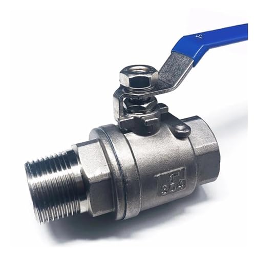 1PCS 304 Edelstahl zweiteiliger Kugelhahn 1/4 3/8 1/2" 3/4" 1" 2" BSP weiblicher und männlicher Wasser-, Gas- und Ölschalter-Anschlussadapter(1-1l2) von PIHWGUVD