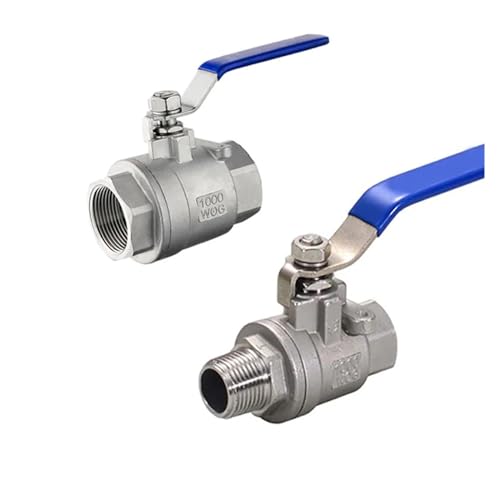 1PCS 304 Edelstahl zweiteiliger Kugelhahn 1/4 3/8 1/2 3/4 2" BSPT Innengewinde x Außengewinde Vollbohrung Kugelhahn Wasser Gas Öl Schalteradapter(Male - Female,3l4) von PIHWGUVD