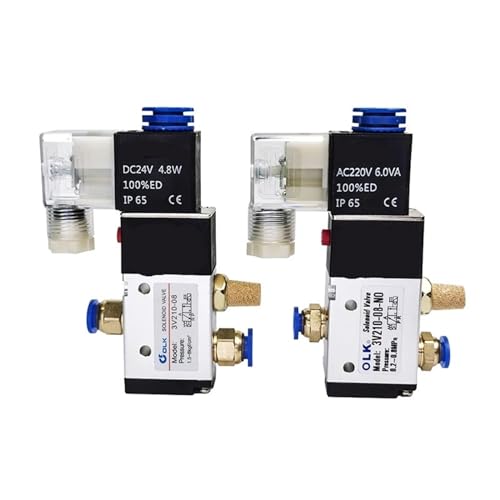 PIHWGUVD 3V210-08 Pneumatisches elektrisches Magnetventil 3-Wege-2-Gas-Magnetventil 12 V 24 V 220 V Spulenvolt-Schlaucharmaturen(3v210 08 No Ac24v,8mm Fittings) von PIHWGUVD