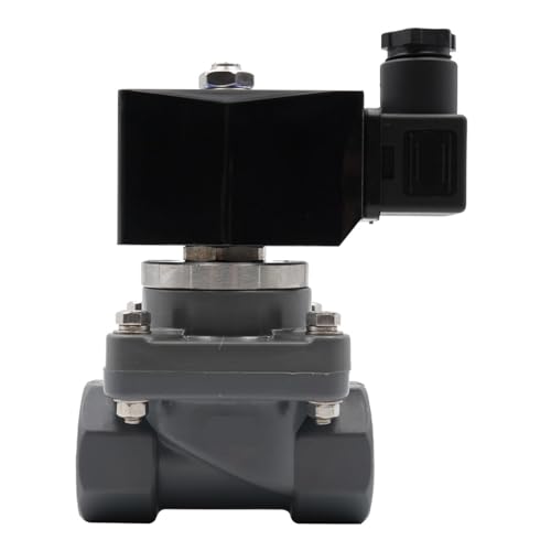 PIHWGUVD UPVC/CPVC korrosionsbeständiges, normalerweise geschlossenes Magnetventil DN15-50, korrosionsbeständiges, energiesparendes elektrisches Magnetventil 0,1~6 bar(G-AC 220V-UPVC,1.5 Inch) von PIHWGUVD