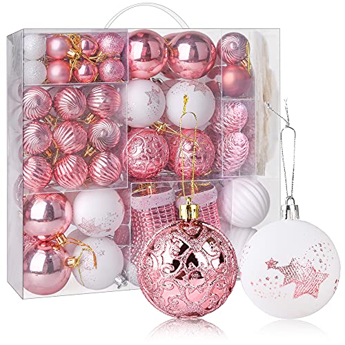 PIIDUOO Weihnachtskugeln Kunststoff Rosa Weiss Christbaumkugeln Set Kugeln Weihnachtsbaum Plastik Weihnachtsbaumkugeln Matt Weihnachtskugel Glitzer Christbaumschmuck, 114pcs PIIDUOO Weihnachtskugeln Kunststoff Rosa Weiss Christbaumkugeln Set Kugeln Weihnachtsbaum Plastik Weihnachtsbaumkugeln Matt Weihnachtskugel Glitzer Christbaumschmuck, 114pcs von PIIDUOO