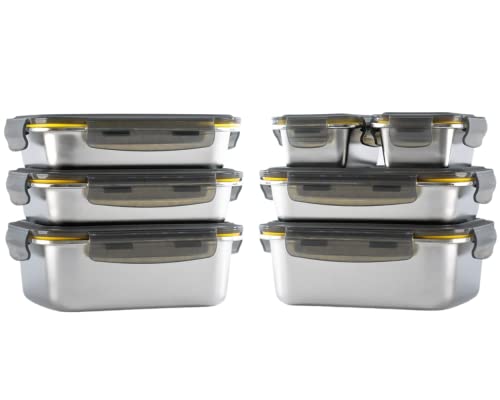 PIKA - Set mit 7 Lebensmittelbehältern aus Edelstahl – 3 x 820 ml + 2 x 1200 ml + 2 x 260 ml – luftdicht – geeignet für Mikrowelle, Backofen, Gefrierschrank – Batch Cooking. PIKA - Set mit 7 Lebensmittelbehältern aus Edelstahl – 3 x 820 ml + 2 x 1200 ml + 2 x 260 ml – luftdicht – geeignet für Mikrowelle, Backofen, Gefrierschrank – Batch Cooking. von PIKA