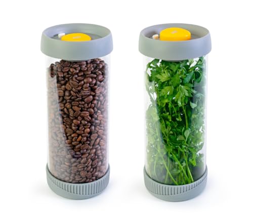 Pika | 2er Set Vakuum-Gläser 1,5L | Deckel mit integriertem Vakuumierer | luftdichte Aufbewahrungsbox für Lebensmittel | Kaffee, Müsli, Kekse, Chips, frische Kräuter, Motten von PIKA