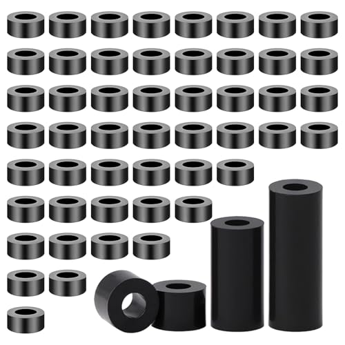 PIKABOOM Distanzhülsen Kunststoff 50 STK M6 Distanzhülsen Abstandshalter Gummi 11x3 mm - Schwarz Isolierung Distanzscheiben für Schrauben - Abschirmung und Schutz von PIKABOOM