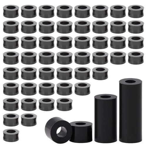 PIKABOOM Distanzhülsen Kunststoff 50 STK M6 Distanzhülsen Abstandshalter Gummi 11x5 mm - Schwarz Isolierung Distanzscheiben für Schrauben - Abschirmung und Schutz von PIKABOOM
