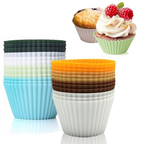 PIKABOOM Muffinform Silikon 24er-Set, Wiederverwendbare Silikon Muffinförmchen 8 Farben - BPA-frei, Hitzebeständig bis 230°C, für Kuchen und Pudding, Silikonformen - Ideal für Osterfest! von PIKABOOM