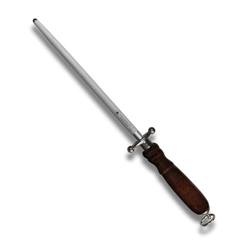 Ergonomischer 33cm Wetzstahl, Messerschleifer mit Walnussholz-Griff und Fingerschutz - Professioneller Wetzstahl für scharfe Messer, Scheren & Klingen von PIKAS SINCE 1727