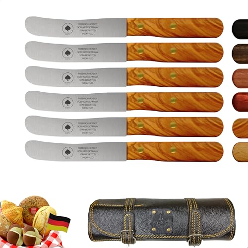 Solingen Messer 6er Set inkl. hochwertiger Ledertasche, edler Olive Holzgriff, Premium Buckelmesser, Frühstücksmesser, Brötchenmesser, rostfreie Klinge, extra scharfes Küchenmesser Solingen Messer 6er Set inkl. hochwertiger Ledertasche, edler Olive Holzgriff, Premium Buckelmesser, Frühstücksmesser, Brötchenmesser, rostfreie Klinge, extra scharfes Küchenmesser von PIKAS SINCE 1727