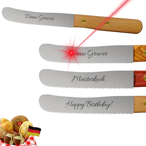 Solingen Messer personalisiert Buche, eigene Gravur, Geschenk, persönlich, Premium Buckelmesser, Klinge rostfrei, Küchenmesser extra scharfe, Dünnschliff & Handabzug, Made in Germany von PIKAS SINCE 1727