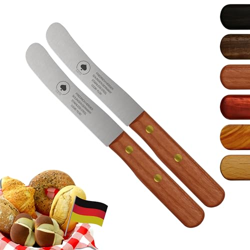 Solingen Messer, 2er Set Kirsche Holzgriff, Premium Buckelmesser, Klinge rostfrei 11cm - Küchenmesser, Brotmesser, Frühstücksmesser, Dünnschliff & Handabzug, Made in Germany von PIKAS SINCE 1727