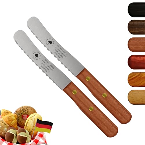 Solingen Messer, 2er Set Kirsche Holzgriff, Wellenschliff, Premium Buckelmesser, Klinge rostfrei 11cm - Küchenmesser, Brotmesser, Frühstücksmesser, Dünnschliff & Handabzug, Made in Germany Solingen Messer, 2er Set Kirsche Holzgriff, Wellenschliff, Premium Buckelmesser, Klinge rostfrei 11cm - Küchenmesser, Brotmesser, Frühstücksmesser, Dünnschliff & Handabzug, Made in Germany von PIKAS SINCE 1727