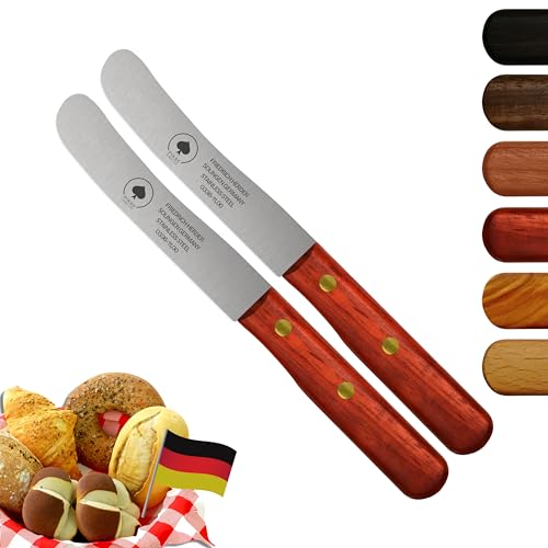 Solingen Messer, 2er Set Padouk Holzgriff, Premium Buckelmesser, Klinge rostfrei 11cm - Küchenmesser, Brotmesser, Frühstücksmesser, Dünnschliff & Handabzug, Made in Germany von PIKAS SINCE 1727