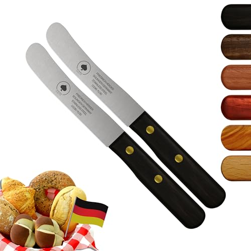 Solingen Messer, 2er Set Räuchereiche Holzgriff, Premium Buckelmesser, Klinge rostfrei 11cm - Küchenmesser, Brotmesser, Frühstücksmesser, Dünnschliff & Handabzug, Made in Germany von PIKAS SINCE 1727