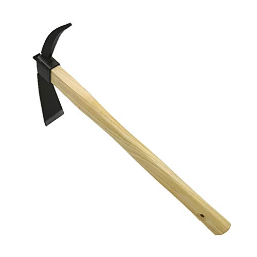 PIKITER Professionelle Doppelkopf-Gartenhacke, Unkrautjätwerkzeug aus Karbonstahl, ergonomischer Holzgriff, effiziente Gartenarbeit, 1 Stück von PIKITER