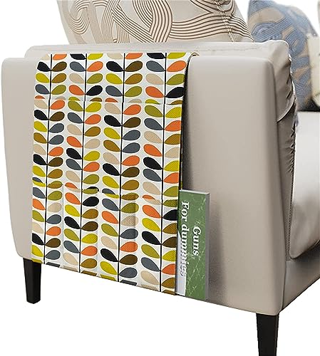 PIKITER Sofa-Armablage-Organizer, Sessel-Aufbewahrungstasche mit Taschen for Fernbedienung, Bücher, Snacks, Getränke, einfarbiges Blättermuster, 95 x 33 cm, 1 Stück(Solid Leaves 01) von PIKITER