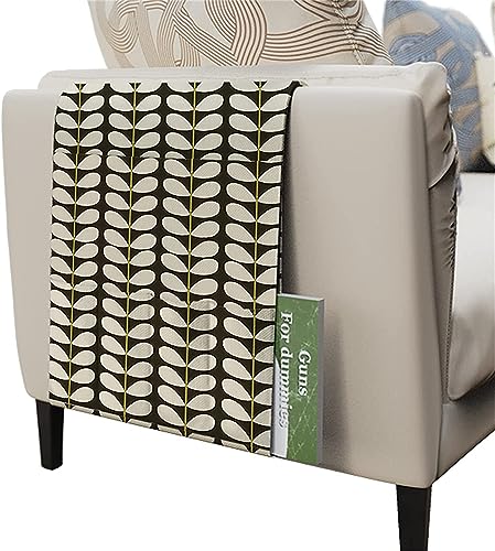 PIKITER Sofa-Armablage-Organizer, Sessel-Aufbewahrungstasche mit Taschen for Fernbedienung, Bücher, Snacks, Getränke, einfarbiges Blättermuster, 95 x 33 cm, 1 Stück(Solid Leaves 04) von PIKITER