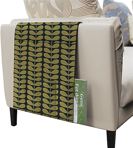 PIKITER Sofa-Armablage-Organizer, Sessel-Aufbewahrungstasche mit Taschen for Fernbedienung, Bücher, Snacks, Getränke, einfarbiges Blättermuster, 95 x 33 cm, 1 Stück(Solid Leaves 05) von PIKITER