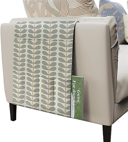 PIKITER Sofa-Armablage-Organizer, Sessel-Aufbewahrungstasche mit Taschen for Fernbedienung, Bücher, Snacks, Getränke, einfarbiges Blättermuster, 95 x 33 cm, 1 Stück(Solid Leaves 06) von PIKITER