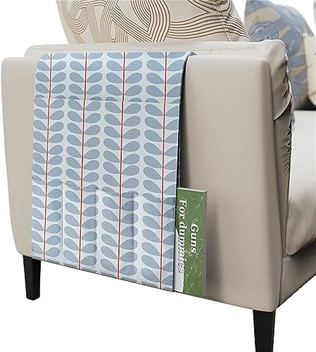 PIKITER Sofa-Armablage-Organizer, Sessel-Aufbewahrungstasche mit Taschen for Fernbedienung, Bücher, Snacks, Getränke, einfarbiges Blättermuster, 95 x 33 cm, 1 Stück(Solid Leaves 08) von PIKITER