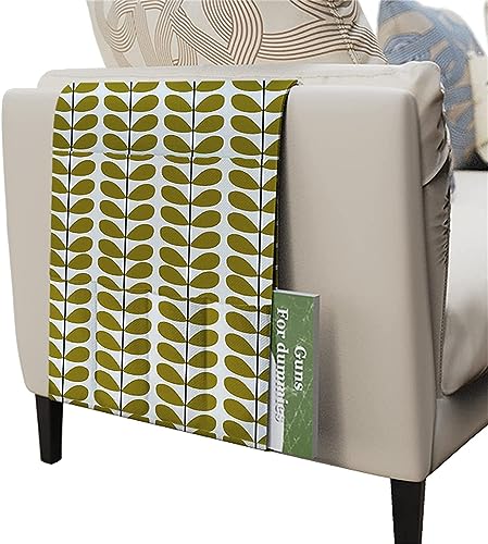 PIKITER Sofa-Armablage-Organizer, Sessel-Aufbewahrungstasche mit Taschen for Fernbedienung, Bücher, Snacks, Getränke, einfarbiges Blättermuster, 95 x 33 cm, 1 Stück(Solid Leaves 09) von PIKITER