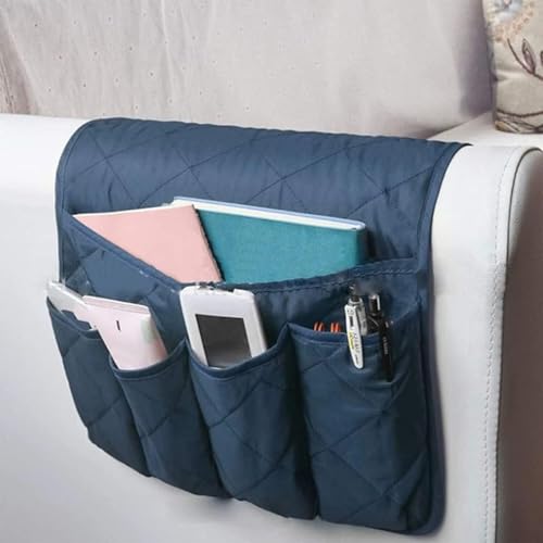 PIKITER Sofa-Armlehnenablage mit Stauraum, Rutschfester Sessel-Organizer-Caddy, 5-Taschen-Design for Telefonfernbedienung und Zeitschriften, 13 x 35 Zoll, 1 Stück(Blue) von PIKITER