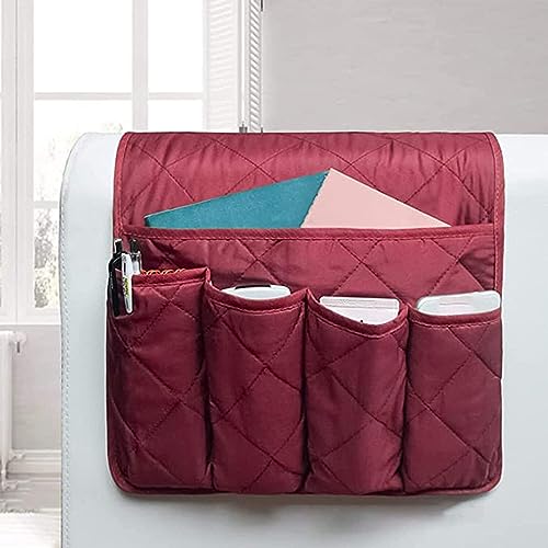 PIKITER Sofa-Armlehnenablage mit Stauraum, Rutschfester Sessel-Organizer-Caddy, 5-Taschen-Design for Telefonfernbedienung und Zeitschriften, 13 x 35 Zoll, 1 Stück(Red) von PIKITER