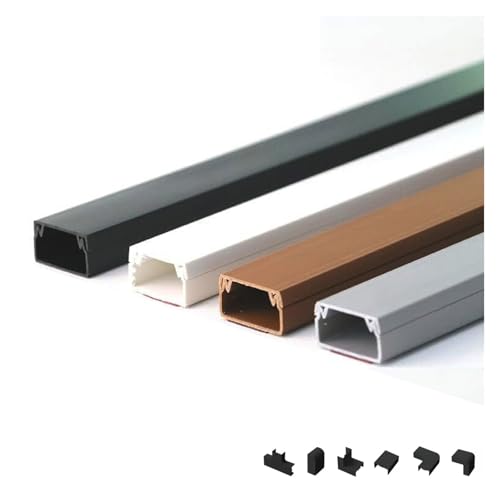 Selbstklebender quadratischer Kabelkanal aus PVC, Kabelversteck-Management-Kit for das Home Office, 3 Stück 1 m Länge mit Zubehör(Brown,15x10mm) von PIKITER