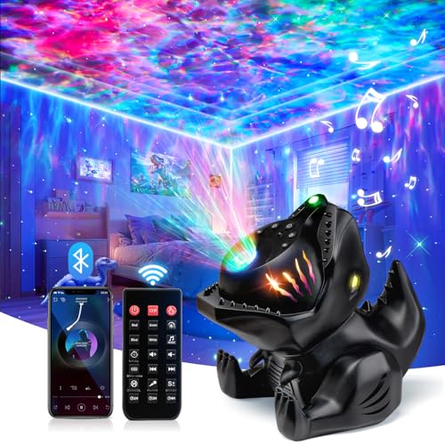 DINO Sternenhimmel Projektor - Galaxy Sternenprojektor mit 144 Modi, Bluetooth, Fernbedienung und 22 Musikstücken von PIKOY