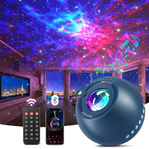 Sternenhimmel Projektor Kinder, 15 Lichtfarben Sternenhimmel Projektor Erwachsene, 15 Musik+Bluetooth+Fernsteuerung+4 Timer Nachtlicht Kinder Zimmer Deko, Geschenke Galaxy Projector, Aurora Lampe von PIKOY