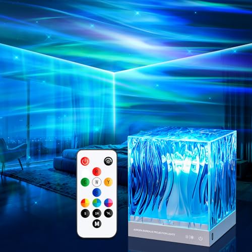 LED Sternenhimmel Projektor Kinder, RGB 3D Lavalampe mit 18 Beleuchtung-Effekten & Fernbedienung Zeitnahme Nordlicht Projektor Aurora Light, Sternenhimmel LED Projektor Nachtlicht Kinder Zimmer Deko von PIKOY
