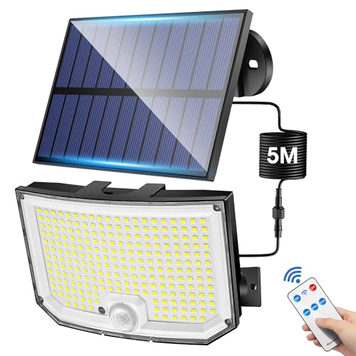 PIKOY Solarlampen Für Außen Mit Bewegungsmelder, 238LEDs 1500LM Solarleuchte Mit Bewegungsmelder, 3 Modi Bewegungsmelder Aussen Solar, 2200mAh Solar Bewegungsmelder Aussen Solar, IP65 Wasserdicht von PIKOY