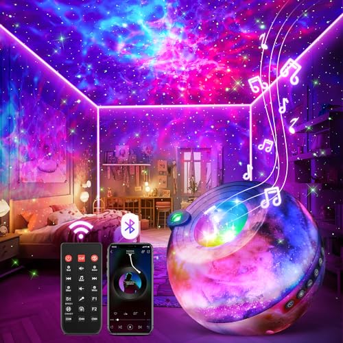 Sternenhimmel Projektor Kinder, Galaxy Projector 15 Schlafmusik Sternenprojektor Bluetooth-Lautsprecher Sternenlicht Projektor Fernsteuerung Zeitnahme, LED Sternenhimmel Projektor Kinder Erwachsene von PIKOY