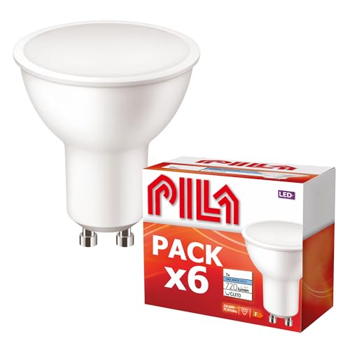 PILA 6er Pack High-Flux-LED-Strahler, 7W (= 80W Halogen), 720 Lumen, 120º Abstrahlwinkel, Nicht dimmbar, Ohne Trafo (GU10-Fassung), CRI80, Neutralweißes Licht (4000K), 15.000 h Lebensdauer von PILA