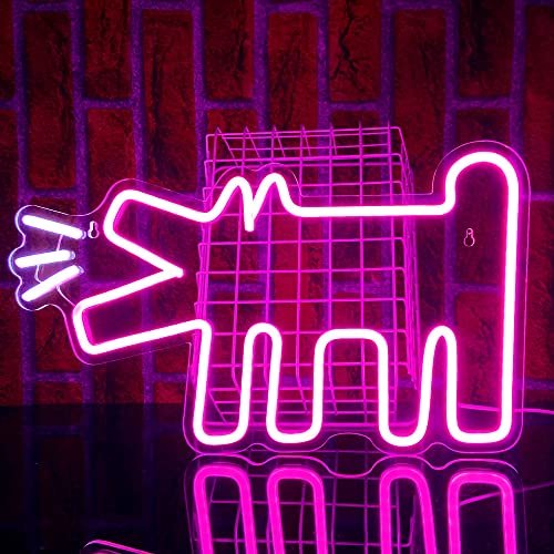 PILOYINDE Bellender Hund Neon Schild Rosa Niedliches Neonlicht Led Schild Personalisiertes USB-betriebenes Neon Schild für Schlafzimmer Restaurant Bar Club Dekoration von PILOYINDE