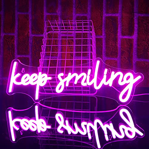 PILOYINDE Keep Smiling Künstlerische Neon Schild rosafarbener Led schriftzug Led Schild personalisierte USB betriebene Leuchtreklame für Schlafzimmer Restaurant Bar Club Dekoration von PILOYINDE