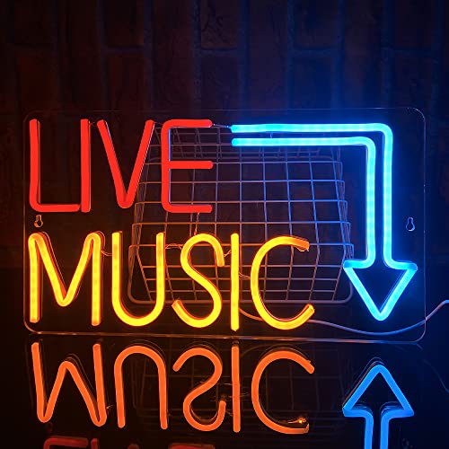 PILOYINDE Live Music Neon Schilder Personalisiertes Musikstudio, Neon Schilder Music Bar Dekoration, LED Schild ，LED Schriftzug Schlafzimmer Party Wanddekoration mit Musikatmosphäre von PILOYINDE
