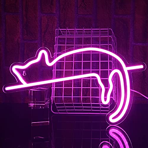 PILOYINDE Katze Led Schild Katze Neon schilder personalisiertes Usb Neon schild Geschenke für Jungen und Mädchen für Schlafzimmer Nachttisch Wohnzimmer Wanddekoration, Acrylnitril Butadien Styrol von PILOYINDE