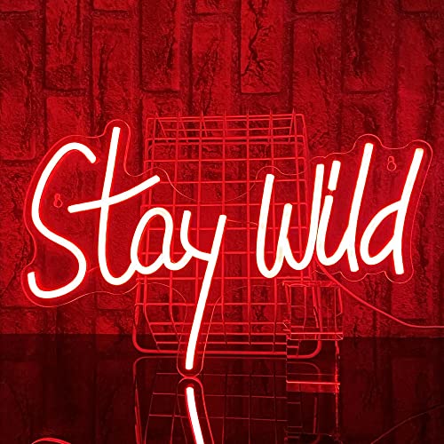 PILOYINDE Stay Wild Text Leuchtreklame Wanddekoration Led Schild Personalisiert USB-betrieben Neon Schilde für Schlafzimmer Barclub Dekoration von PILOYINDE