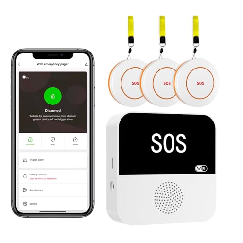 PILSAMAS 3er Pack WiFi Samrt Notrufknopf für Senioren auf Handy, 150M Kabellos Senioren Notruf, Pager Rufsystem, Hausnotruf Senioren mit APP Mobile Alerts, Ton-Licht-Alarm Notfallknopf für Senioren PILSAMAS 3er Pack WiFi Samrt Notrufknopf für Senioren auf Handy, 150M Kabellos Senioren Notruf, Pager Rufsystem, Hausnotruf Senioren mit APP Mobile Alerts, Ton-Licht-Alarm Notfallknopf für Senioren von PILSAMAS