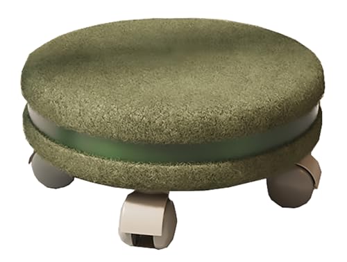 Niedriger Rollhocker mit 5 gedämpften Rädern, um 360 Grad drehbar, niedriger Rollsitz, Rollhocker, runder Sitzhocker für Zuhause, Büro, Fitness, Garage, Geschäft,Green von PILYON